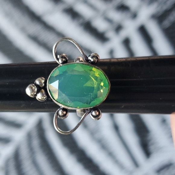 New Milky Green Fire Opal 925 Silver Ring. - Picture 7 of 12